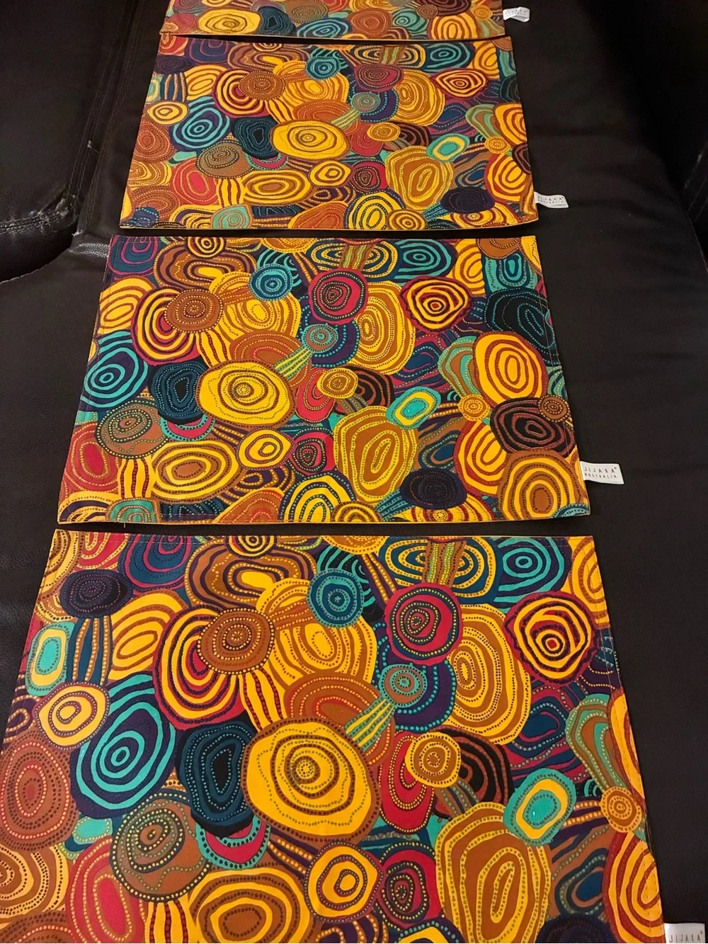 Vibrant Multi-Color Abstract Dot Print Placemats Set of 4 Size 17”X 13”
